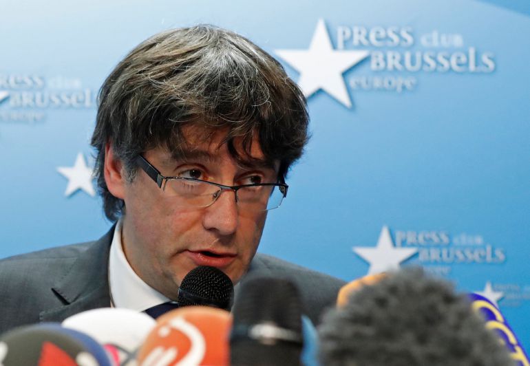 El expresidente catalán durante su rueda de prensa en Bruselas El expresidente catalán durante su rueda de prensa en Bruselas