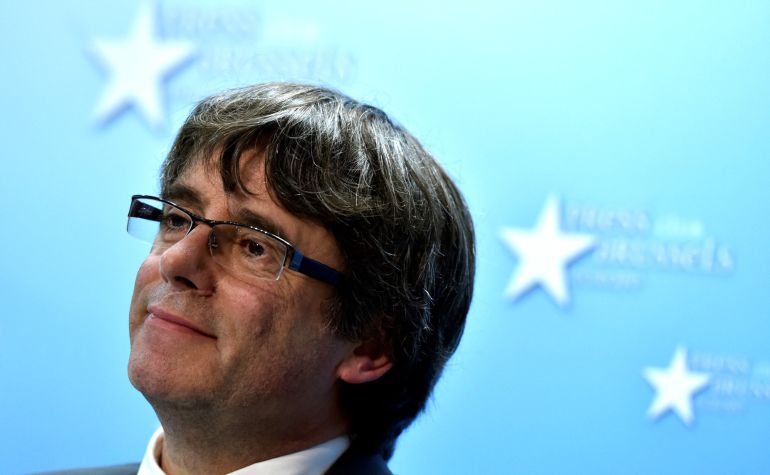 Carles Puigdemont durante la rueda de prensa de Bruselas Carles Puigdemont durante la rueda de prensa de Bruselas