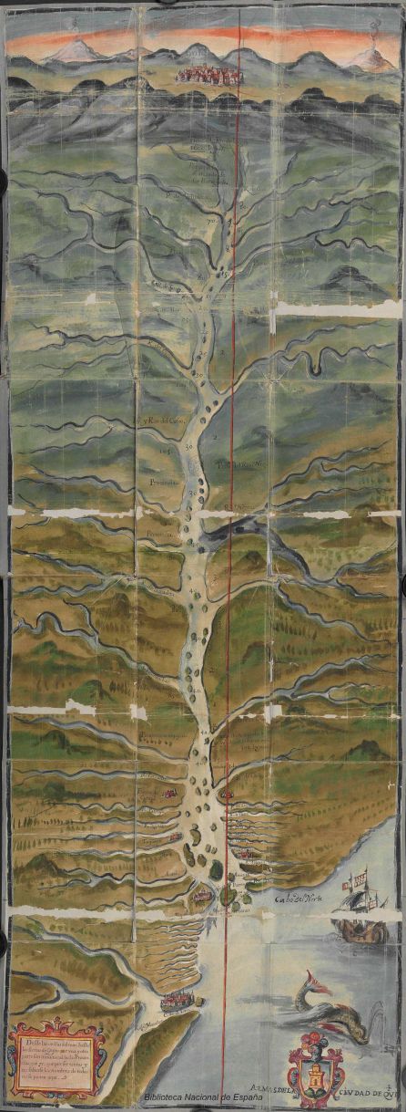 Mapa del río Amazonas, Martín de Saavedra y Guzmán, BNE, 1639 Mapa del río Amazonas, Martín de Saavedra y Guzmán, BNE, 1639