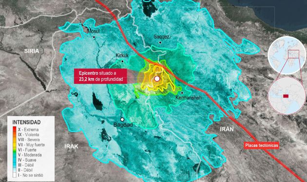 Infografía sobre el terremoto producido en la frontera entre Irak e Irán. Infografía sobre el terremoto producido en la frontera entre Irak e Irán.