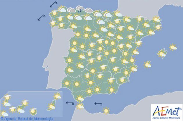 El sol domina el mapa de la previsión para este jueves 16. El sol domina el mapa de la previsión para este jueves 16.