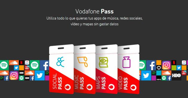 Vodafone ofrece Pass para utilizar apps de música, redes sociales, vídeo y mapas de forma ilimitada sin gastar datos. Vodafone ofrece Pass para utilizar apps de música, redes sociales, vídeo y mapas de forma ilimitada sin gastar datos.