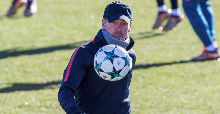 Simeone, durante el entrenamiento matutino en Majadahonda Simeone, durante el entrenamiento matutino en Majadahonda