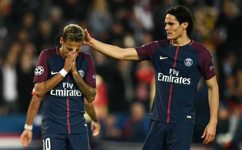 Neymar y Cavani, en un partido del PSG. Neymar y Cavani, en un partido del PSG.