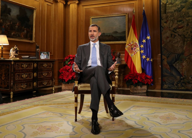 El rey Felipe VI, durante su tradicional mensaje de Navidad desde el Palacio de La Zarzuela El rey Felipe VI, durante su tradicional mensaje de Navidad desde el Palacio de La Zarzuela