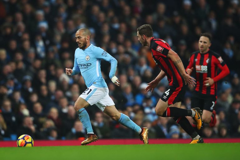David Silva en el último partido que disputó, contra el Bournemouth David Silva en el último partido que disputó, contra el Bournemouth