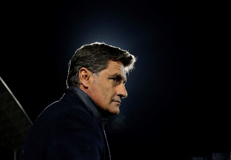 Míchel, en el partido ante el Getafe Míchel, en el partido ante el Getafe