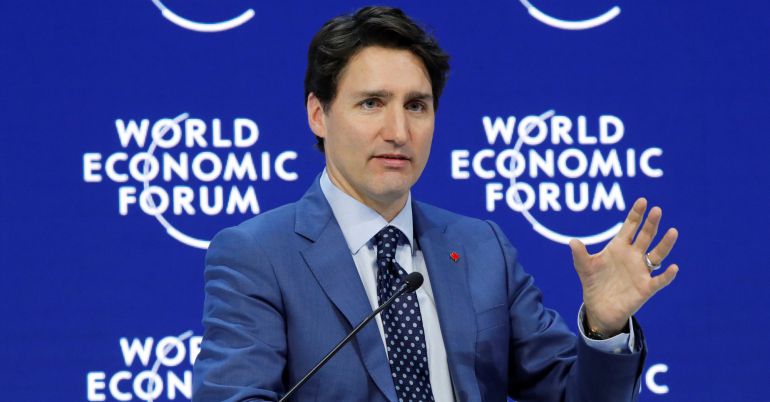 El primer ministro de Canadá, Justin Trudeau, durante su discurso en Davos El primer ministro de Canadá, Justin Trudeau, durante su discurso en Davos