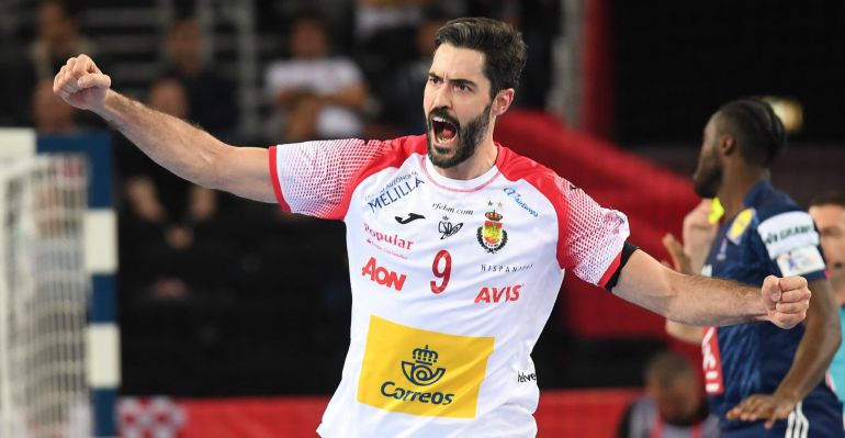 Raúl Entrerríos festeja un tanto de la selección española Raúl Entrerríos festeja un tanto de la selección española