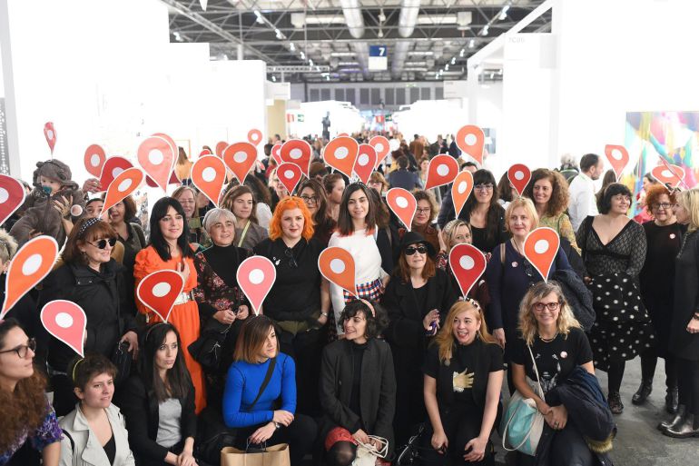 Varias de las mujeres artistas que reivindican visibilidad con el lema #estamosaqui Varias de las mujeres artistas que reivindican visibilidad con el lema #estamosaqui
