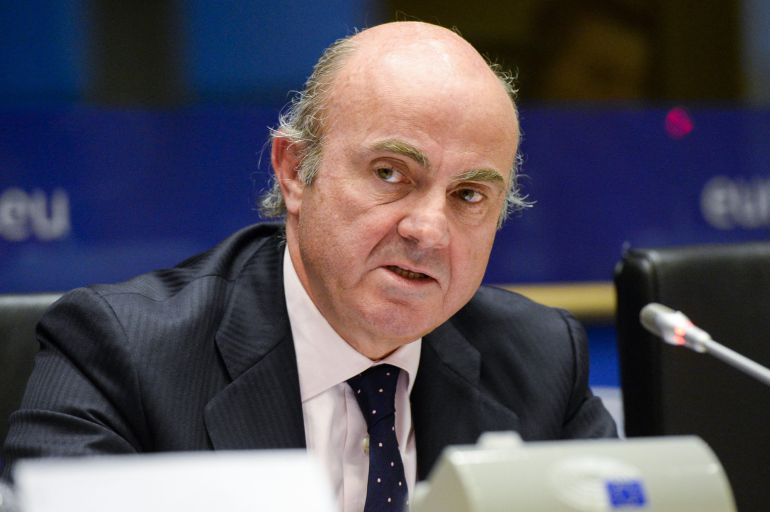 Luis de Guindos, en la Eurocámara. Luis de Guindos, en la Eurocámara.