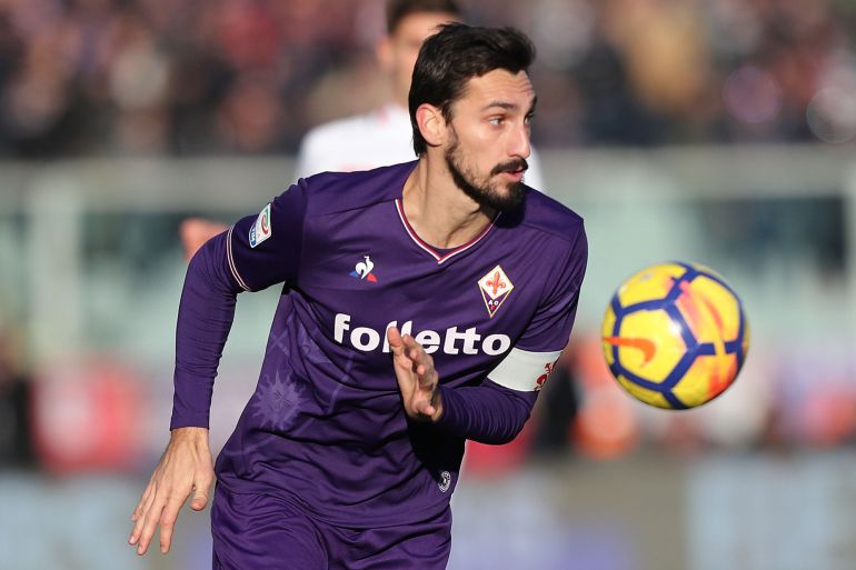 Davide Astori durante un partido de Fiorentina en la Serie A italiana. Davide Astori durante un partido de Fiorentina en la Serie A italiana.