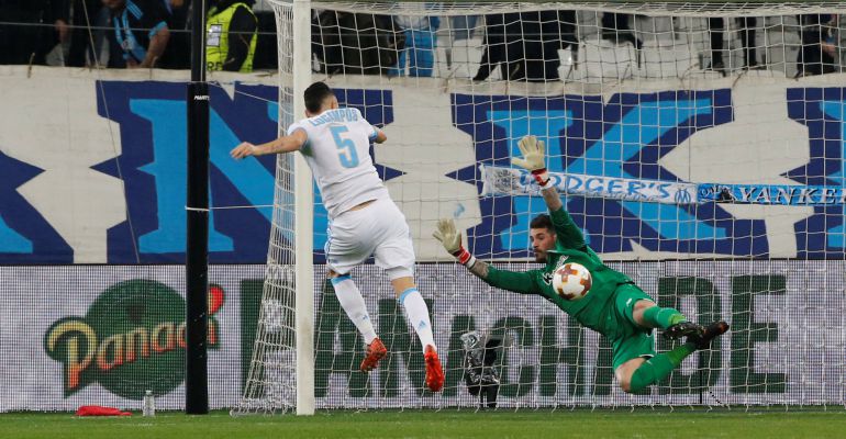 Imagen del momento en el Ocampos hace el 1-0 favorable a los franceses Imagen del momento en el Ocampos hace el 1-0 favorable a los franceses