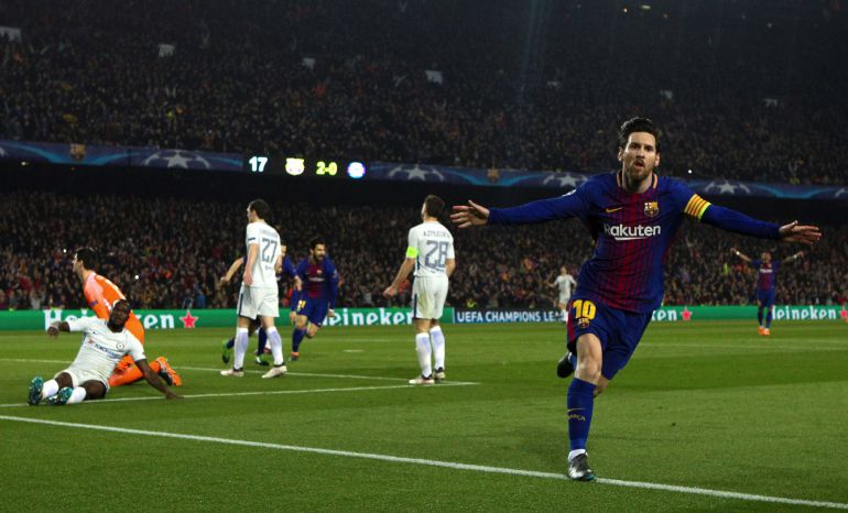 Messi celebra su segundo gol. Messi celebra su segundo gol.
