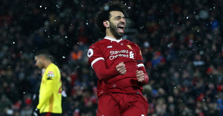 Mohamed Salah festeja uno de sus goles ante el Watford Mohamed Salah festeja uno de sus goles ante el Watford