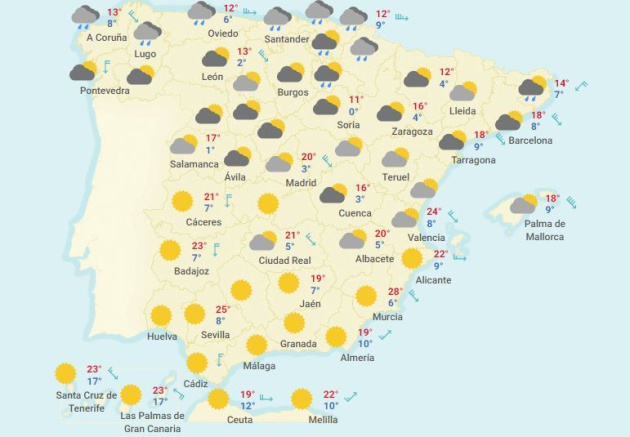 La tendencia para los días centrales de la Semana Santa es que la lluvia se limite al Cantábrico.