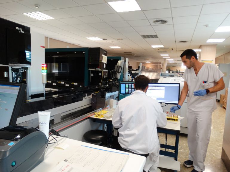 Dos científicos trabajan en un laboratorio situado en Andalucía.
Dos científicos trabajan en un laboratorio situado en Andalucía.