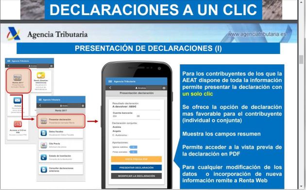 Presentación de Agencia Tributaria sobre la declaración de la Renta en el móvil Presentación de Agencia Tributaria sobre la declaración de la Renta en el móvil