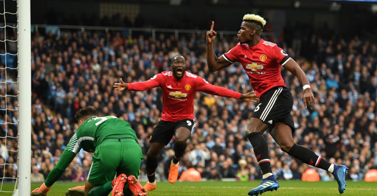 Paul Pogba celebra su segundo gol ante el Manchester City Paul Pogba celebra su segundo gol ante el Manchester City