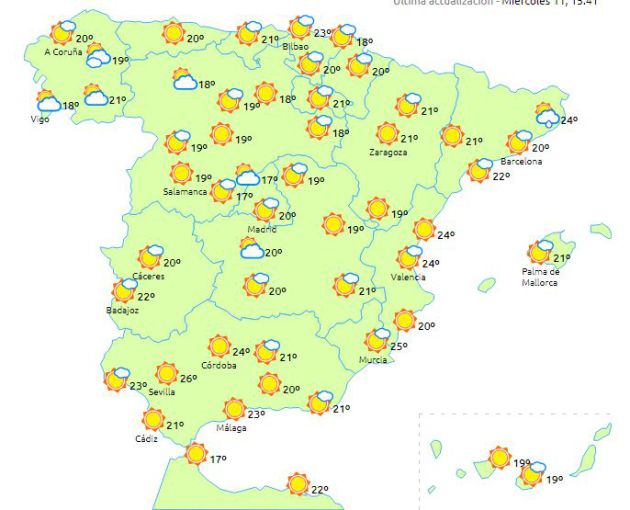 El mapa del martes de la semana que viene está protagonizado por el sol, según las previsiones a largo plazo. El mapa del martes de la semana que viene está protagonizado por el sol, según las previsiones a largo plazo.