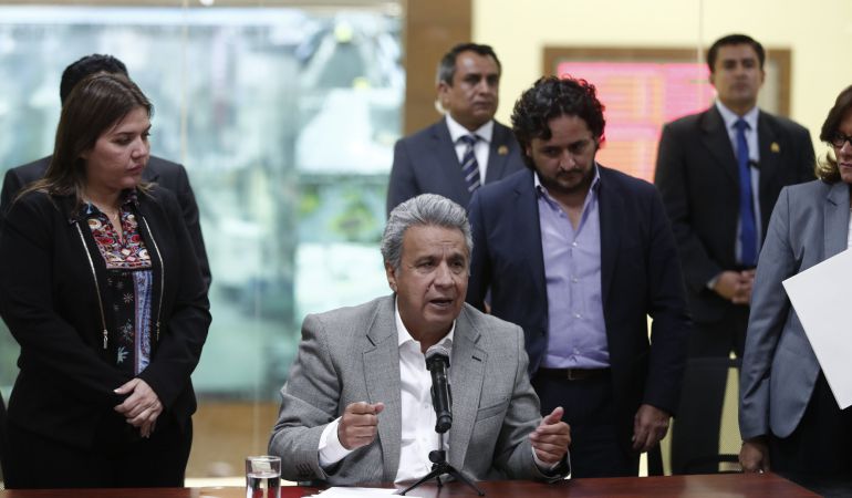 El presidente de Ecuador, Lenín Moreno en rueda de prensa. El presidente de Ecuador, Lenín Moreno en rueda de prensa.