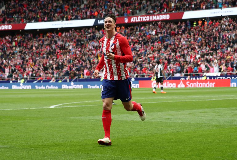 Fernando Torres celebra un gol del Atlético de Madrid en el Wanda Metropolitano. Fernando Torres celebra un gol del Atlético de Madrid en el Wanda Metropolitano.