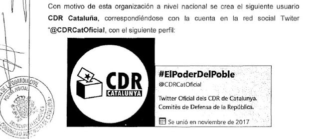Fragmento del informe de la Guardia Civil sobre los CDR Fragmento del informe de la Guardia Civil sobre los CDR