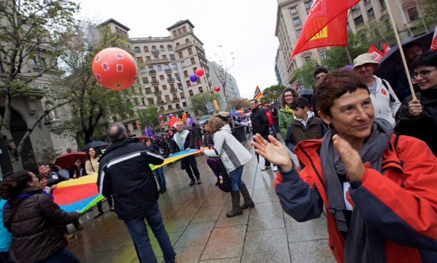 Manifestación convocada por los principales sindicatos catalanes, CCOO y UGT. Manifestación convocada por los principales sindicatos catalanes, CCOO y UGT.