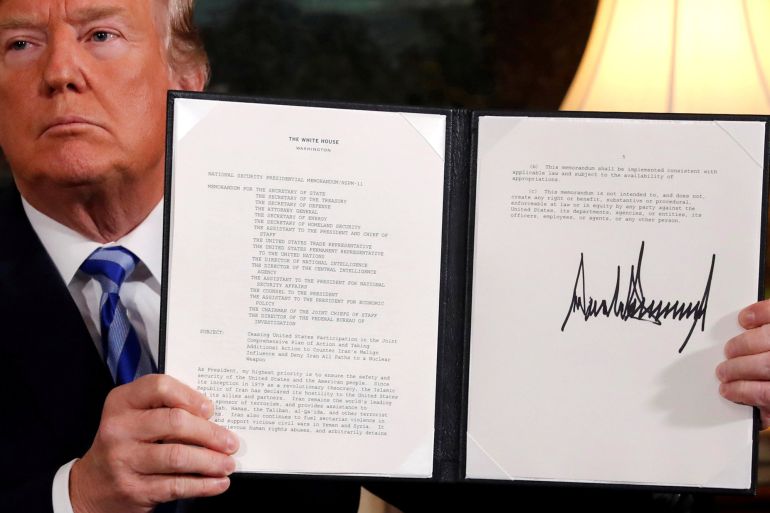 El presidente de EEUU, Donald Trump, tras firmar la ruptura del acuerdo nuclear con Irán El presidente de EEUU, Donald Trump, tras firmar la ruptura del acuerdo nuclear con Irán