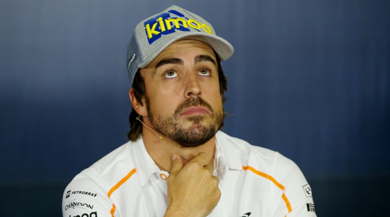 Fernando Alonso, en la rueda de prensa de los pilotos del GP de España. Fernando Alonso, en la rueda de prensa de los pilotos del GP de España.