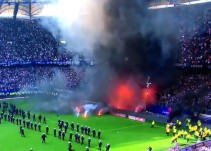 Graves disturbios durante el partido en el que ha descendido el Hamburgo