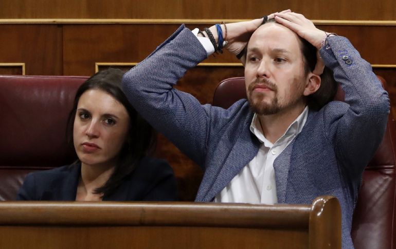 El líder de Podemos, Pablo Iglesias, y la portavoz en el Congreso de la formación morada, Irene Montero. El líder de Podemos, Pablo Iglesias, y la portavoz en el Congreso de la formación morada, Irene Montero.