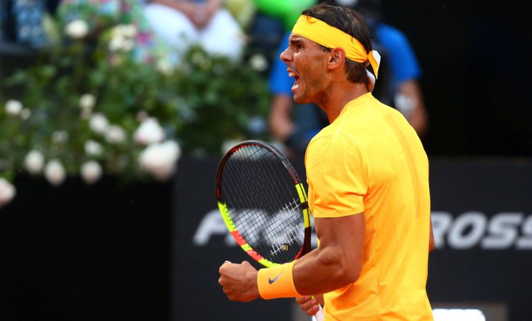 Rafa Nadal celebra un punto en Roma Rafa Nadal celebra un punto en Roma