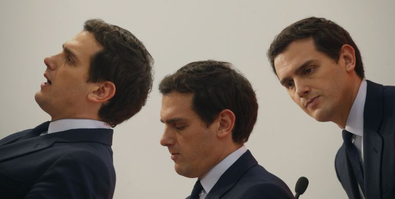 El presidente de Ciudadanos, Albert Rivera, durante la rueda de prensa ofrecida al término de la Ejecutiva del partido este lunes El presidente de Ciudadanos, Albert Rivera, durante la rueda de prensa ofrecida al término de la Ejecutiva del partido este lunes