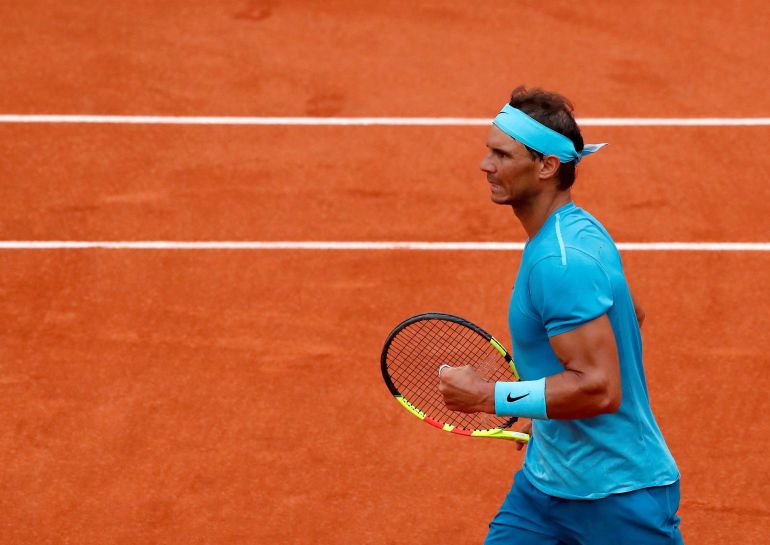 Nadal celebra un punto ante Bolelli Nadal celebra un punto ante Bolelli