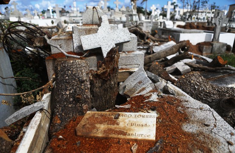 Las graves consecuencias del huracán María en un cementerio de Puerto Rico Las graves consecuencias del huracán María en un cementerio de Puerto Rico