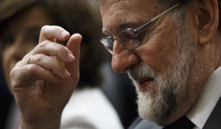 Mariano Rajoy, durante el debate de moción de censura. Mariano Rajoy, durante el debate de moción de censura.