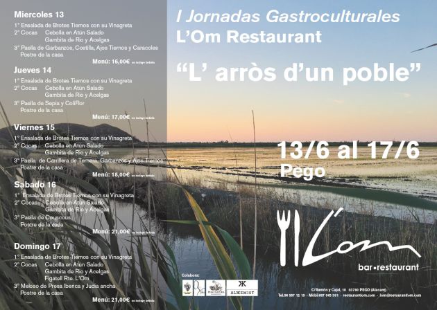 Menús de las I Jornadas Gastroculturales de L'Om Restaurant. Menús de las I Jornadas Gastroculturales de L'Om Restaurant.