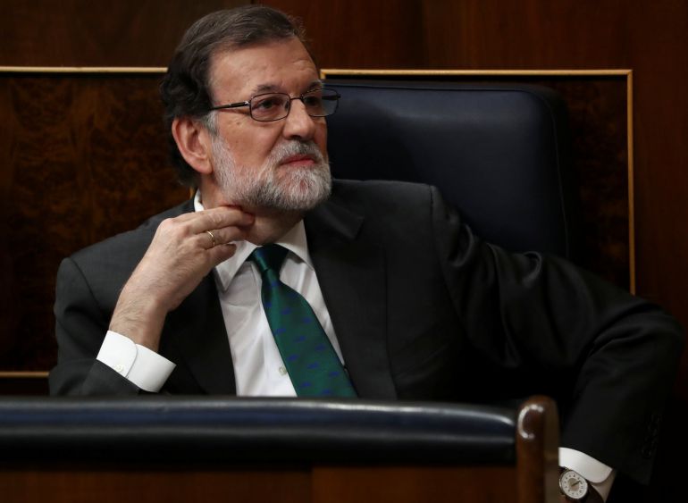 Mariano Rajoy durante la moción de censura en el Parlamento Mariano Rajoy durante la moción de censura en el Parlamento