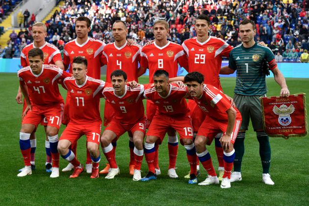 El equipo de Rusia en un amistoso ante Turquía celebrado el pasado 5 de junio. El equipo de Rusia en un amistoso ante Turquía celebrado el pasado 5 de junio.