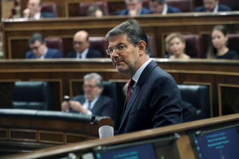 El exministro de Justicia Rafael Catalá, durante la sesión de control de la oposición en un pleno del Congreso El exministro de Justicia Rafael Catalá, durante la sesión de control de la oposición en un pleno del Congreso