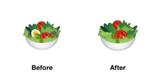 El emoticono antes y después de quitarle el huevo. El emoticono antes y después de quitarle el huevo.