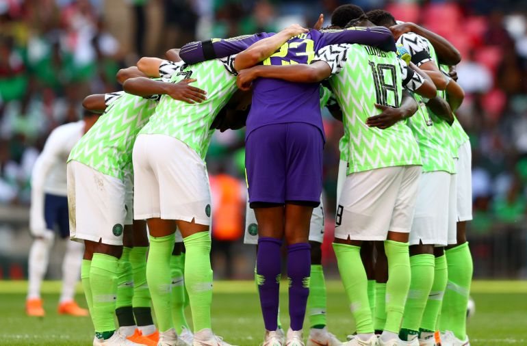 La selección de Nigeria antes del encuentro amistoso ante Inglaterra. La selección de Nigeria antes del encuentro amistoso ante Inglaterra.