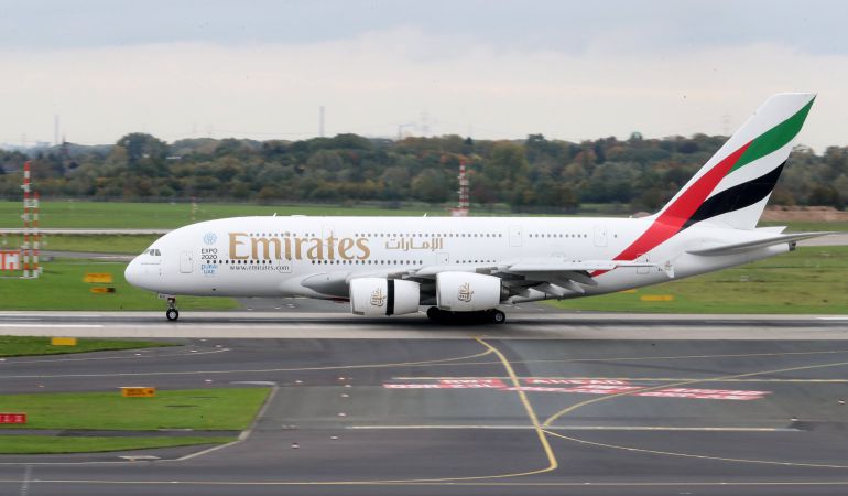 Un Airbus A380-800 de Emirates. Un Airbus A380-800 de Emirates.