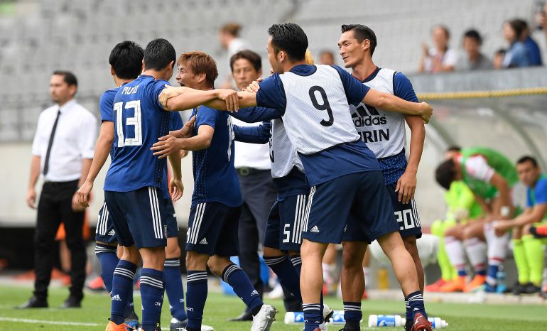La selección japonesa celebra un gol. La selección japonesa celebra un gol.