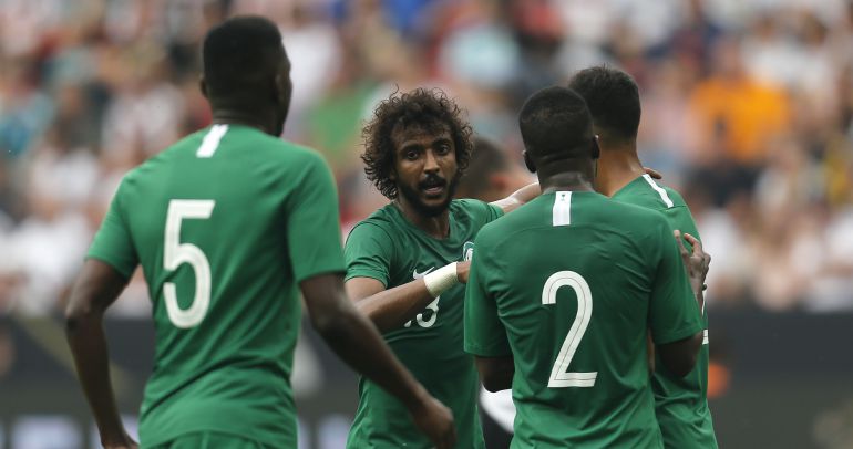 Los jugadores de Arabia Saudí durante un amistoso ante Alemania. Los jugadores de Arabia Saudí durante un amistoso ante Alemania.