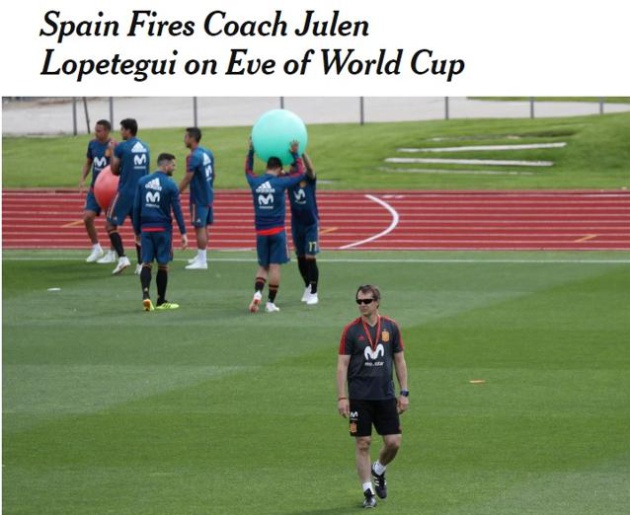Lopetegui, en la portada de New York Times Lopetegui, en la portada de New York Times