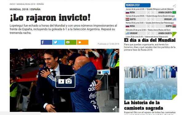 Portada del diario Olé de Argentina Portada del diario Olé de Argentina