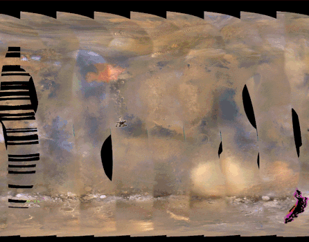 La NASA muestra cómo avanza la tormenta de arena hasta la posición del rover. La NASA muestra cómo avanza la tormenta de arena hasta la posición del rover.