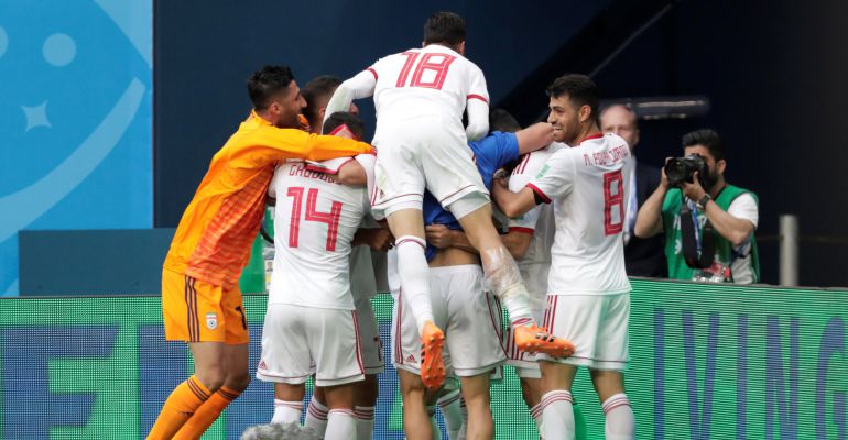 Los jugadores de Irán celebran el gol ante Marruecos Los jugadores de Irán celebran el gol ante Marruecos